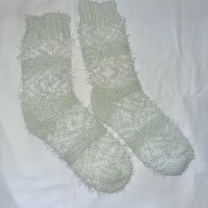 Fuzzy soft light green and white socks!